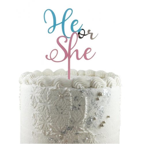 He or She Cake Topper / Baby Shower / Gender Reveal Cake Topper