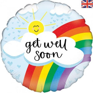 18 Inch Get Well Soon Rainbow Round Foil Balloon UNINFLATED