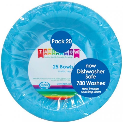 Azure Blue Plastic Bowls - Pack of 20