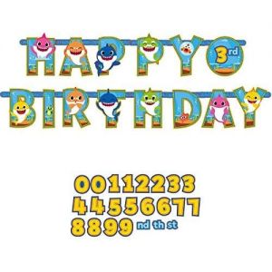 Baby Shark Jumbo Letter Happy Birthday Banner