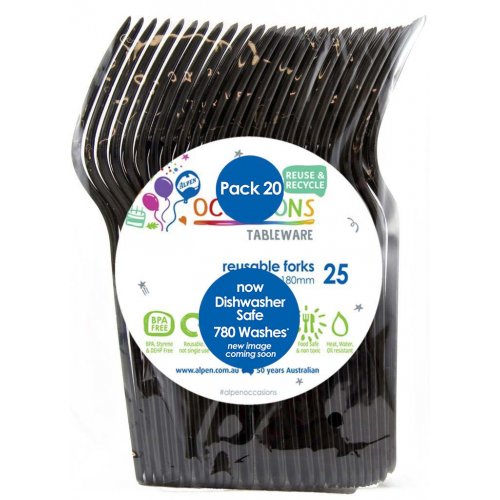 Black Plastic Forks - Pack of 20