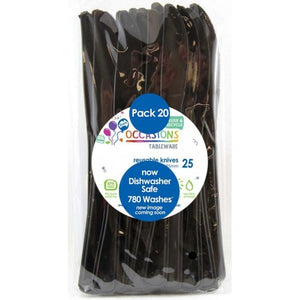 Black Plastic Knives - Pack of 20