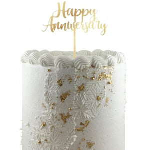 Happy Anniversary Gold Acrylic Cake Topper