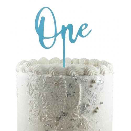 One Light Blue Acrylic Cake Topper