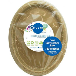 Gold Plastic Oval Plates - Pack of 20