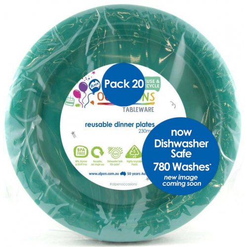 Green Plastic Dinner Plates - Pack of 20