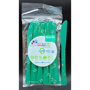 Green Plastic Knives - Pack of 20