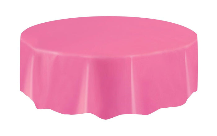 HOT PINK  PLASTIC TABLECOVER ROUND 213CM