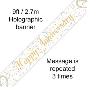 Happy Anniversary Linked Hearts Banner 2.7m