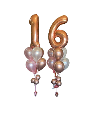 Helium Inflated Number Foil with Balloon Bouquet each