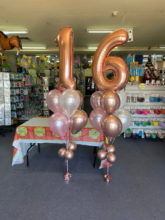 Helium Inflated Number Foil with Balloon Bouquet each