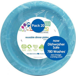 Light Blue Plastic Dinner Plates - Pack of 20