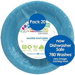 Light Blue Plastic Lunch Plates - Pack of 20