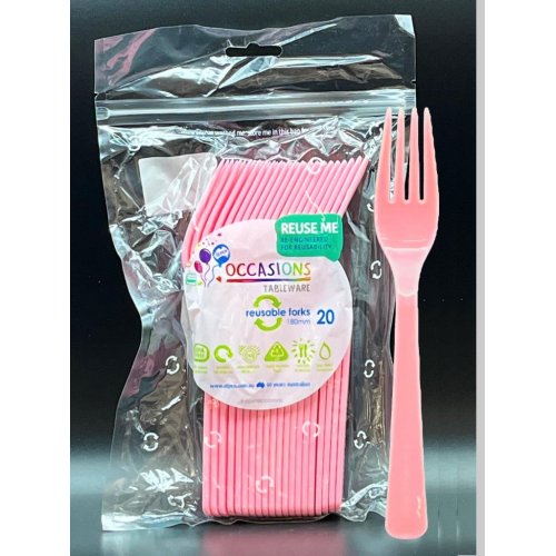 Light Pink Plastic Forks - Pack of 20