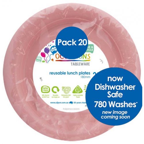 Light Pink Plastic Lunch Plates - Pack of 20