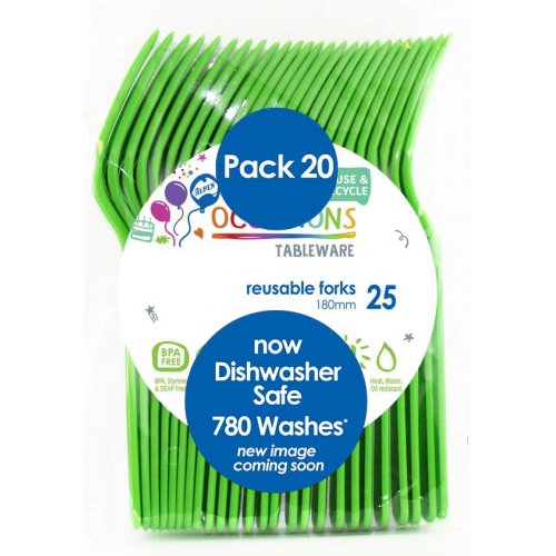 Lime Green Plastic Forks - Pack of 20