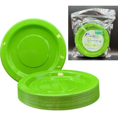 Lime Green Plastic Lunch Plates - Pack of 20