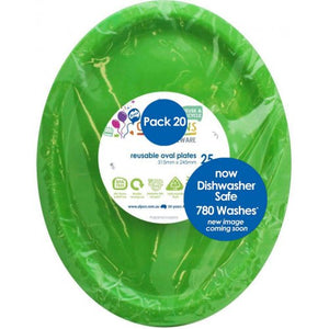 Lime Green Plastic Oval Plates - Pack of 20