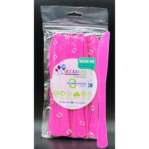 Magenta Pink Plastic Knives - Pack of 20