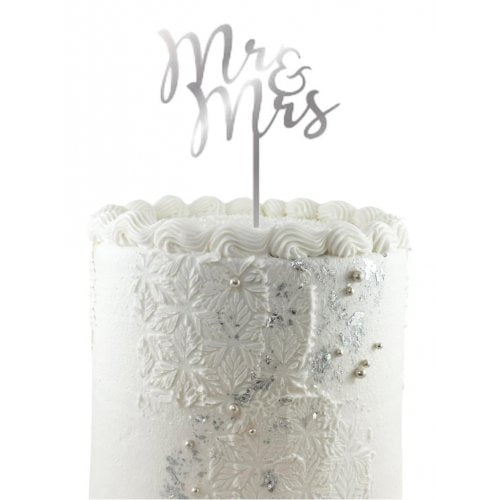 Mr & Mrs Silver Acrylic Cake Topper