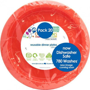 Orange Plastic Dinner Plates - Pack of 20