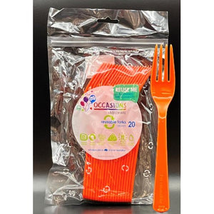 Orange Plastic Forks - Pack of 20