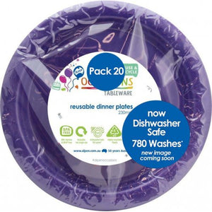 Purple Plastic Dinner Plates - Pack of 20