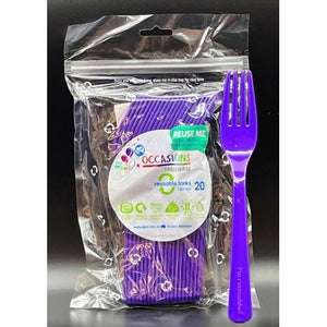 Purple Plastic Forks - Pack of 20