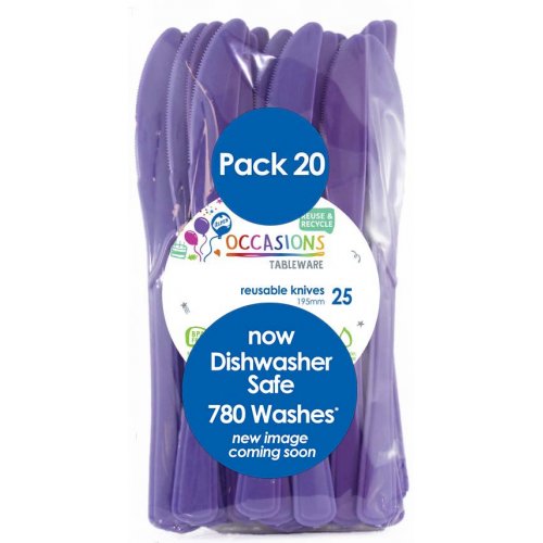 Purple Plastic Knives - Pack of 20