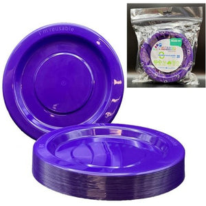 Purple Plastic Lunch Plates - Pack of 20