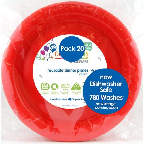 Red Plastic Dinner Plates - Pack of 20