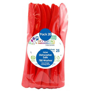 Red Plastic Knives - Pack of 20