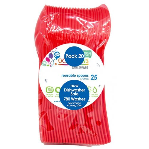 Red Plastic Spoons - Pack of 20