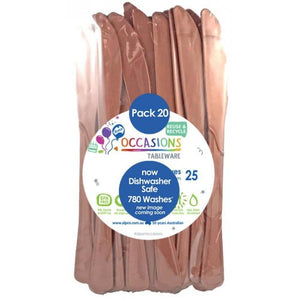 Rose Gold Plastic Knives - Pack of 20