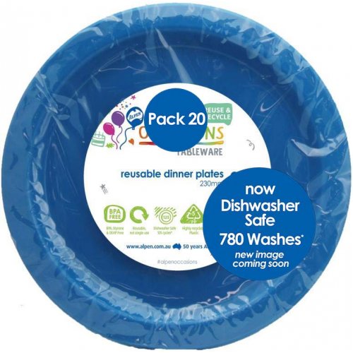 Royal Blue Plastic Dinner Plates - Pack of 20