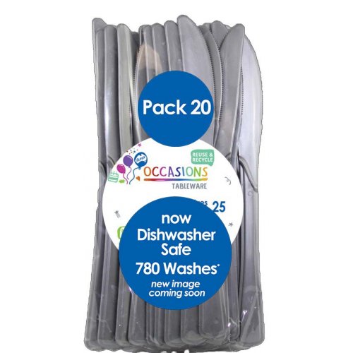 Silver Plastic Knives - Pack of 20