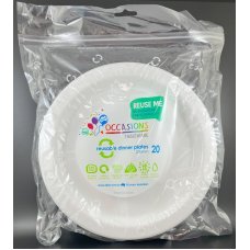 White Plastic Dinner Plates - Pack of 20