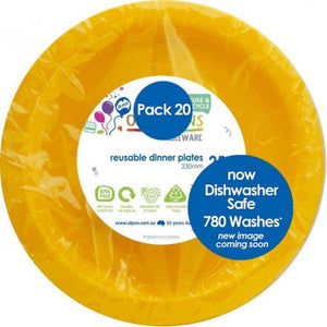 Yellow Plastic Dinner Plates - Pack of 20