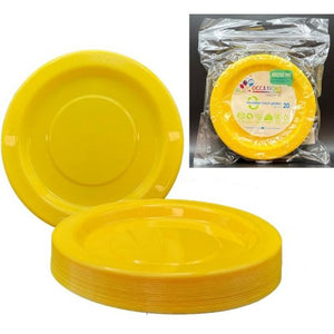 Yellow Plastic Lunch Plates - Pack of 20