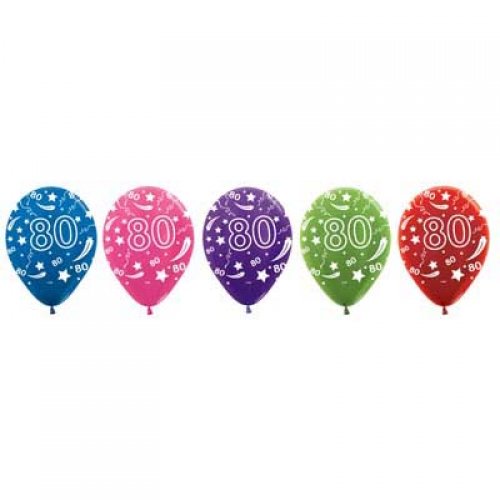 11 Inch Printed 80 Metallic Assorted Sempertex Latex Balloon UNINFLATED