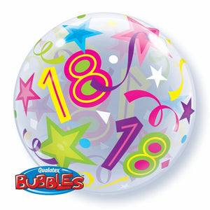 18th Birthday Brilliant Stars 22 Inch Qualatex Bubble Balloon UNINFLATED