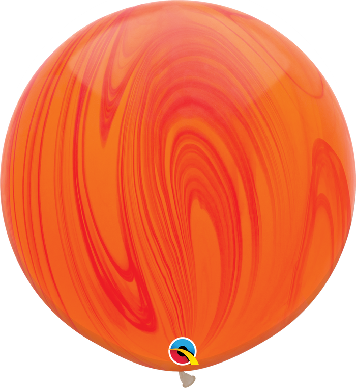 3ft Round Red Orange Agate Rainbow Superagate Qualatex Latex Balloon UNINFLATED