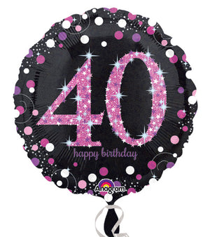 45cm Pink Celebration 40th Happy Birthday Round Foil Balloon UNINFLATED