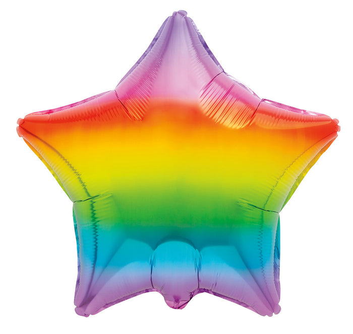 45cm Rainbow Star Foil Balloon UNINFLATED