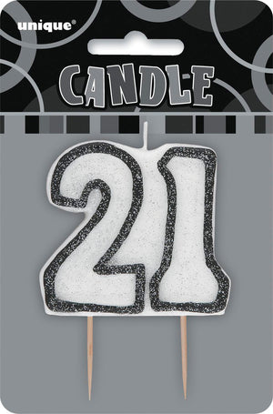 Black Glitz Birthday Candle Number #21