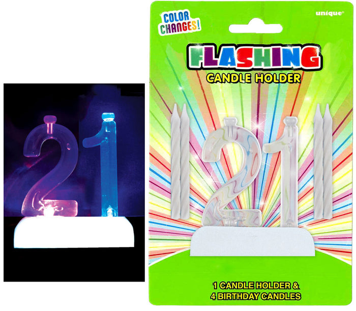 Flashing Birthday Candle In Holder Number #21