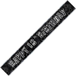 Glitz Black And Silver 18th Happy Birthday Foil Banner