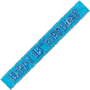 Glitz Blue 18th Happy Birthday Foil Banner