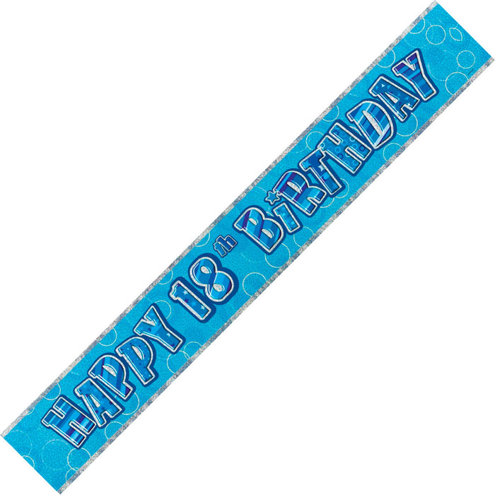 Glitz Blue 18th Happy Birthday Foil Banner