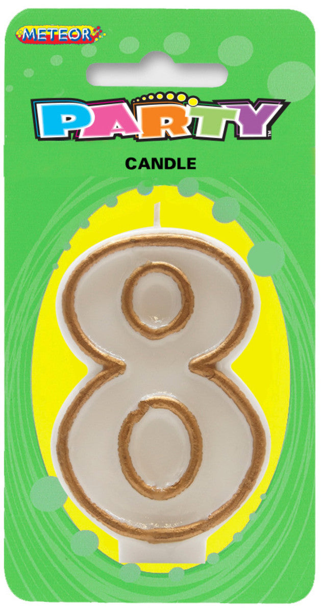 Gold Border Candle Number #8